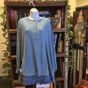 Blue Waffle Knit Long Sleeve Top, Sonoma Women's Plus Top – Size 4X